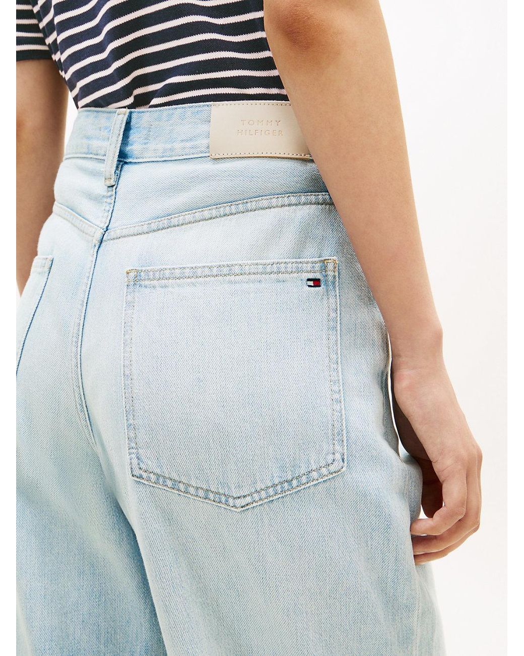 Tommy Hilfiger Blue Mid Rise Tapered Barrel Leg Jeans