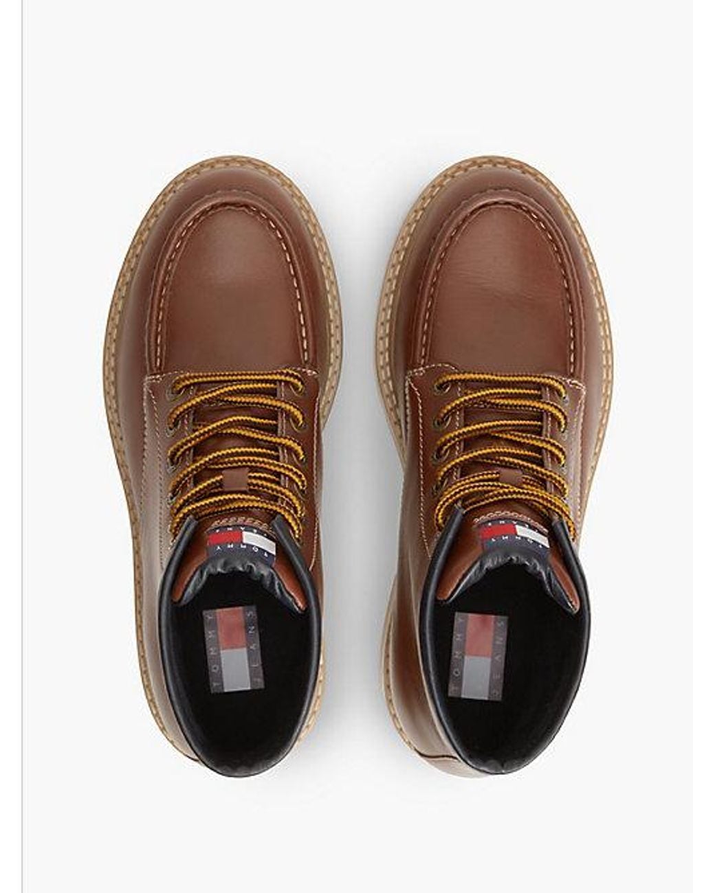 Tommy Hilfiger Brown Tommy Jeans Archive Leather Lace Up Mid Boots for men