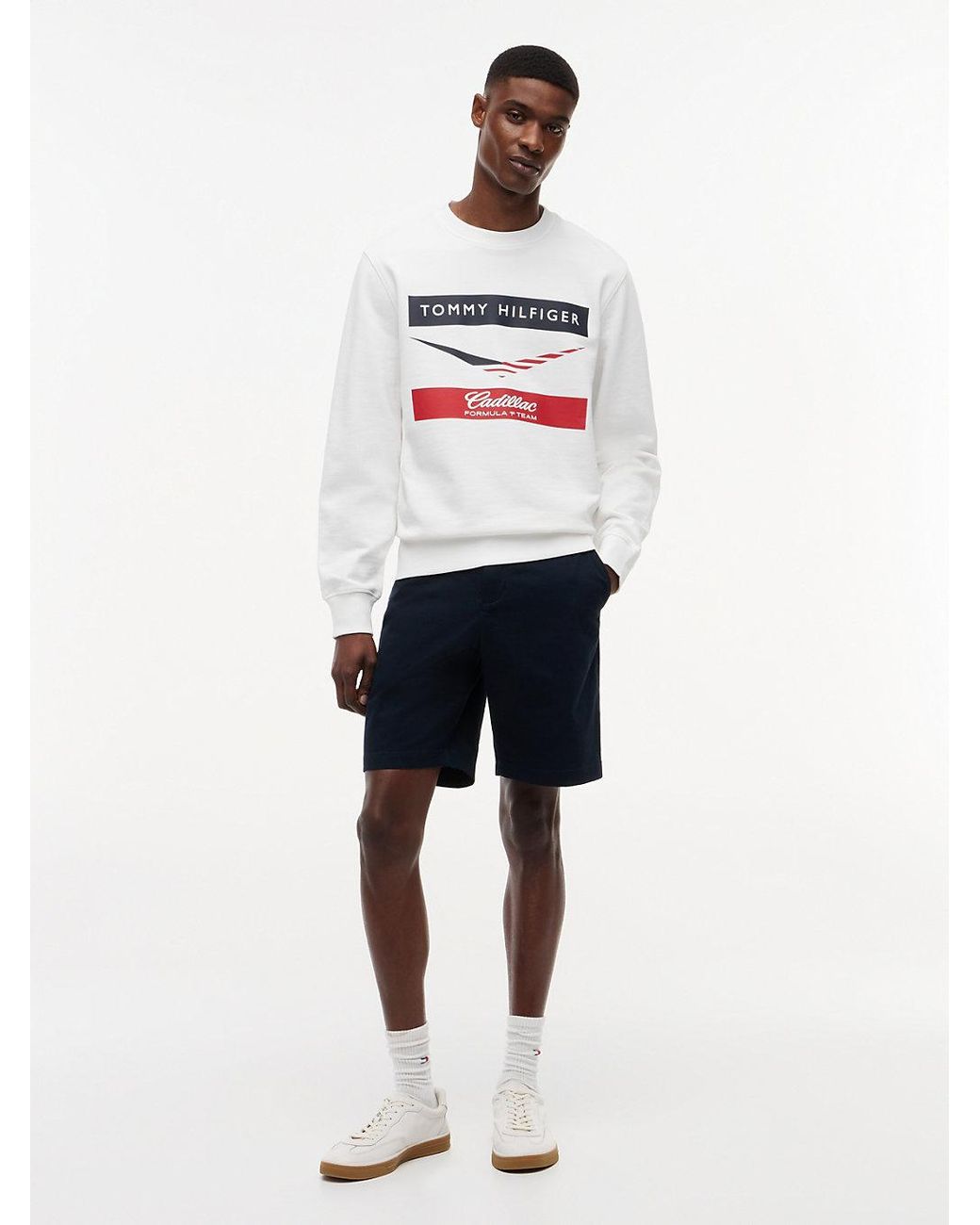 Tommy Hilfiger White Th X Cadillac Formula 1 Team Chevron Sweatshirt