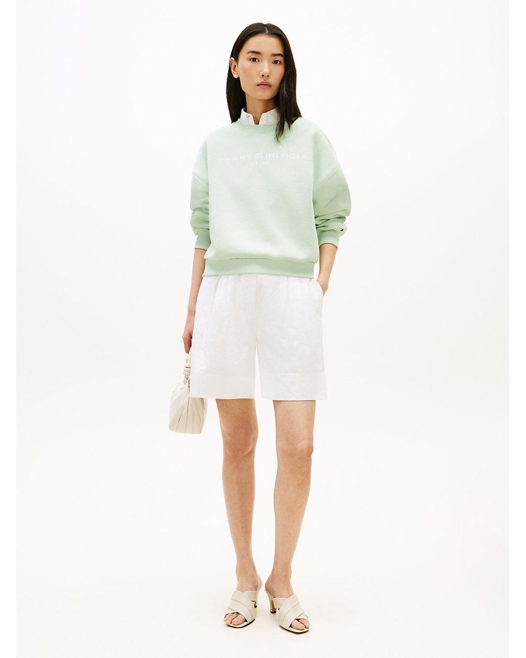 Tommy Hilfiger Green Logo Relaxed Fleece Sweatshirt