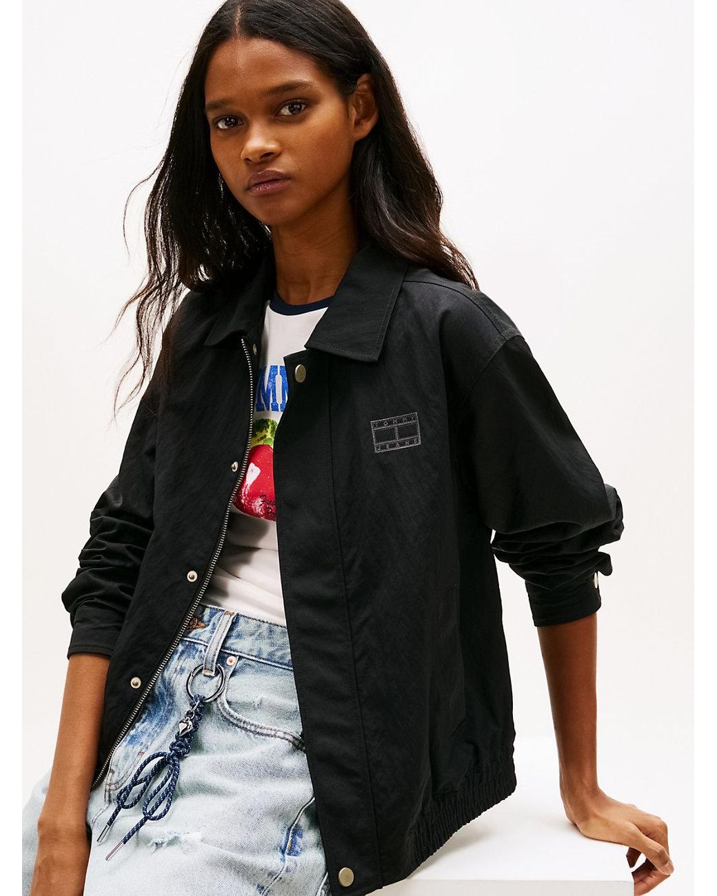 Tommy Hilfiger Gray Tommy Badge Water Repellent Coach Jacket