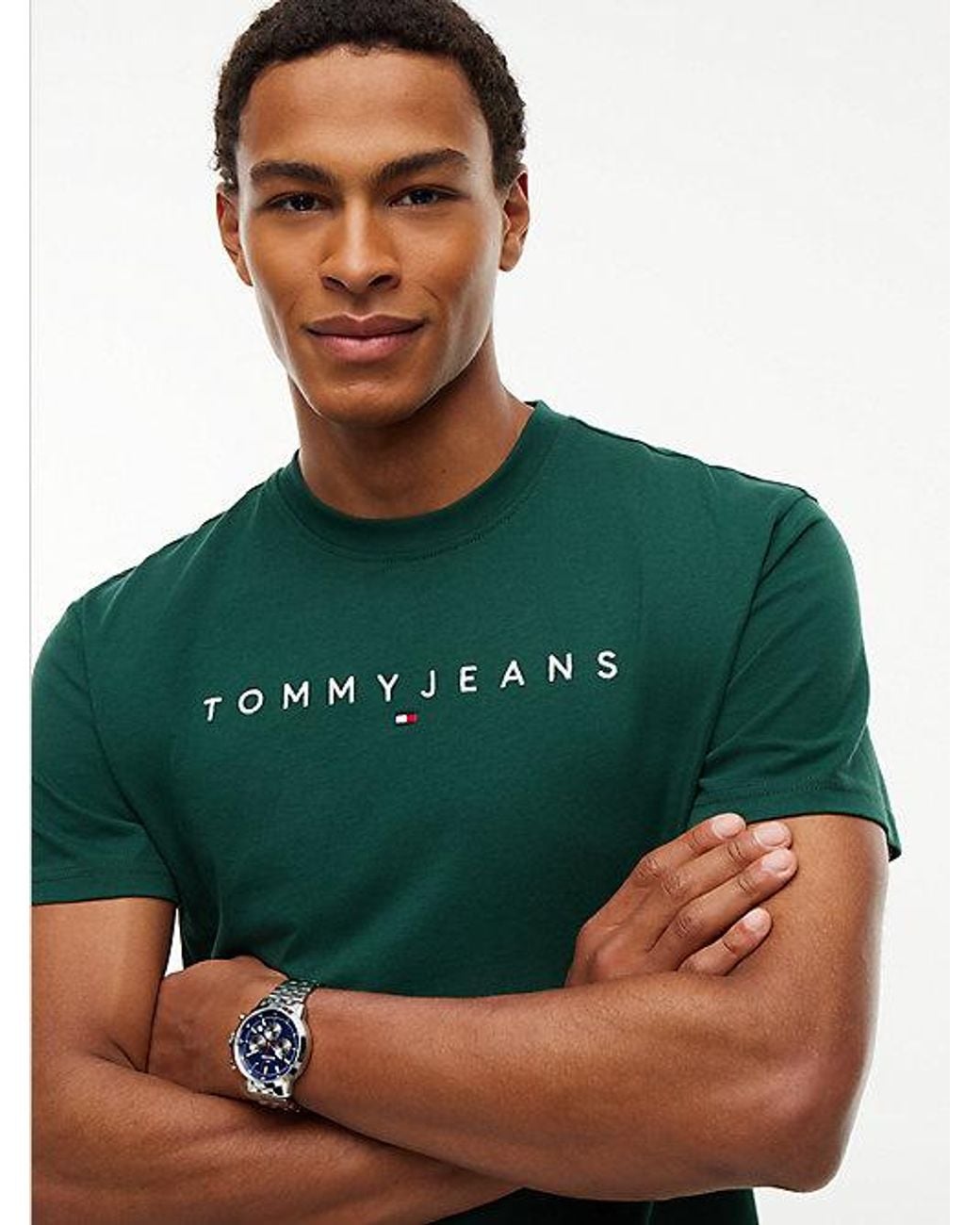 Tommy Hilfiger Green Tommy Jeans Linear Logo Jersey T-Shirt for men