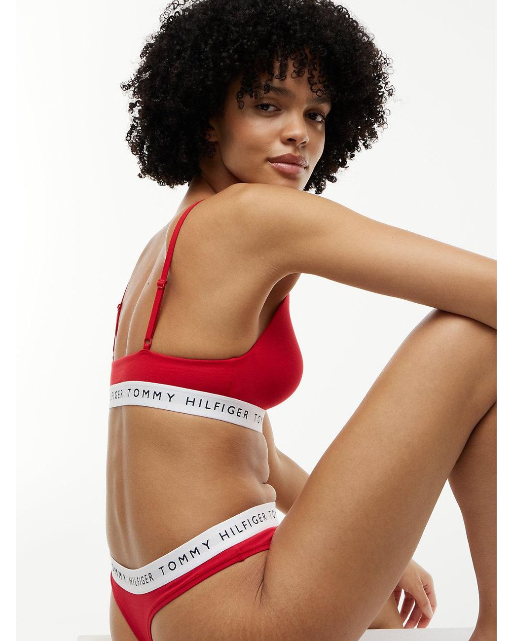 Tommy Hilfiger Red Heritage Tonal Logo Thong