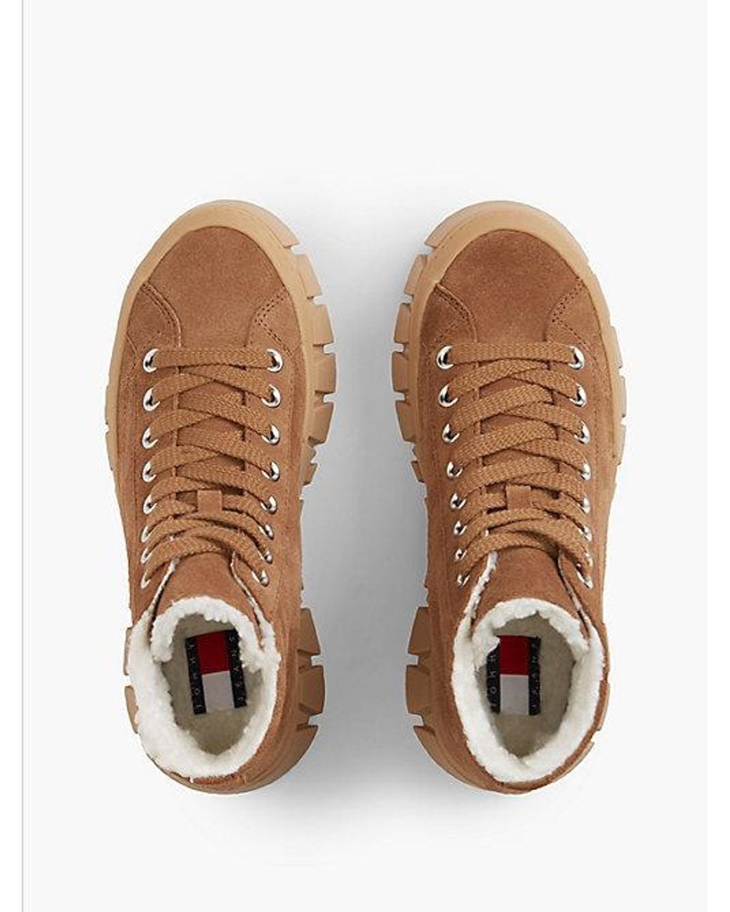 Tommy Hilfiger Brown Tommy Jeans Suede Warm Lined Platform Trainers