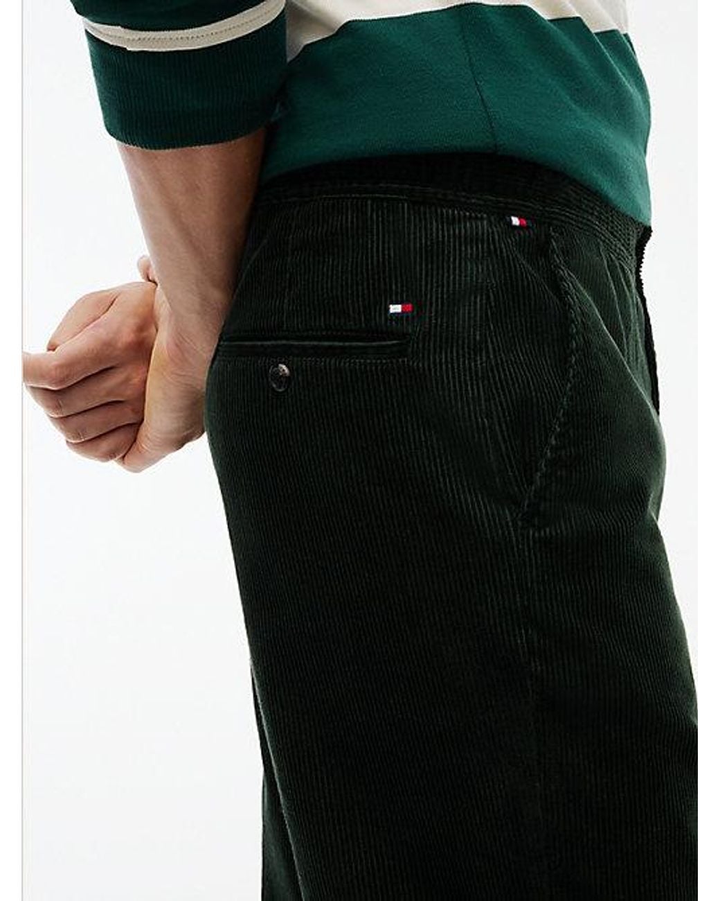 Tommy Hilfiger Black Dover Regular Straight Elasticated Corduroy Chinos for men