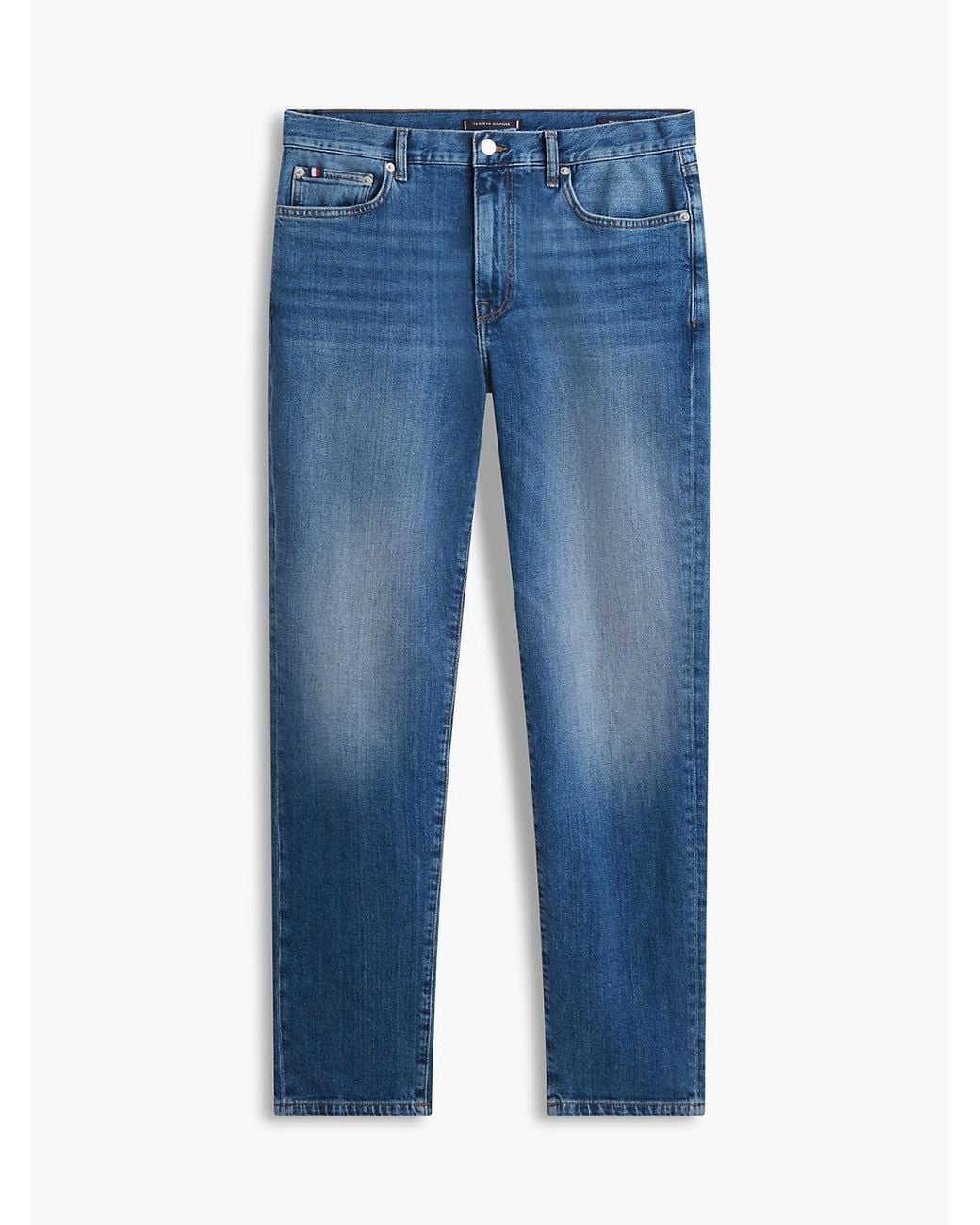 Tommy Hilfiger Blue Denton Whiskered Slim Straight Leg Jeans for men