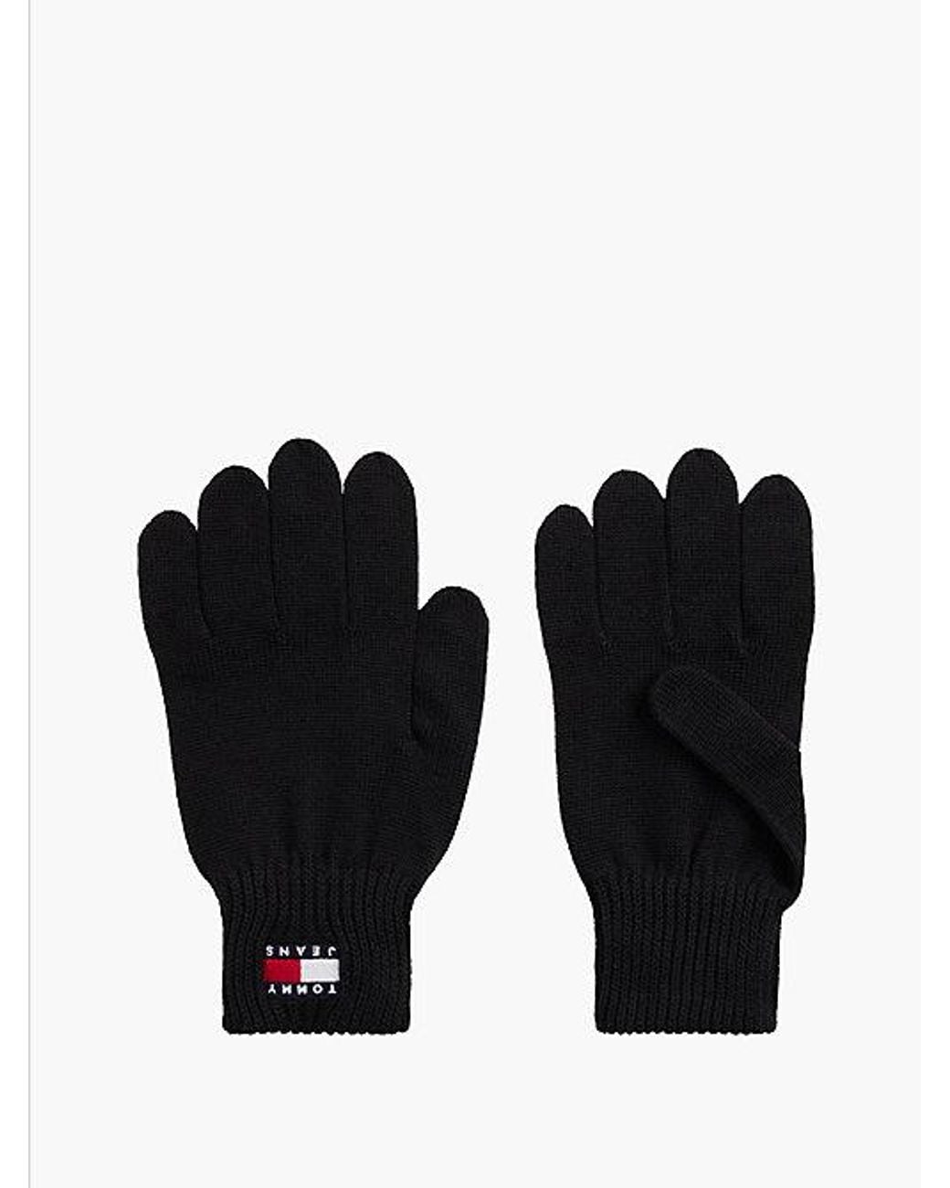 Tommy Hilfiger Black Tommy Jeans Heritage Rib Knit Cuff Gloves for men