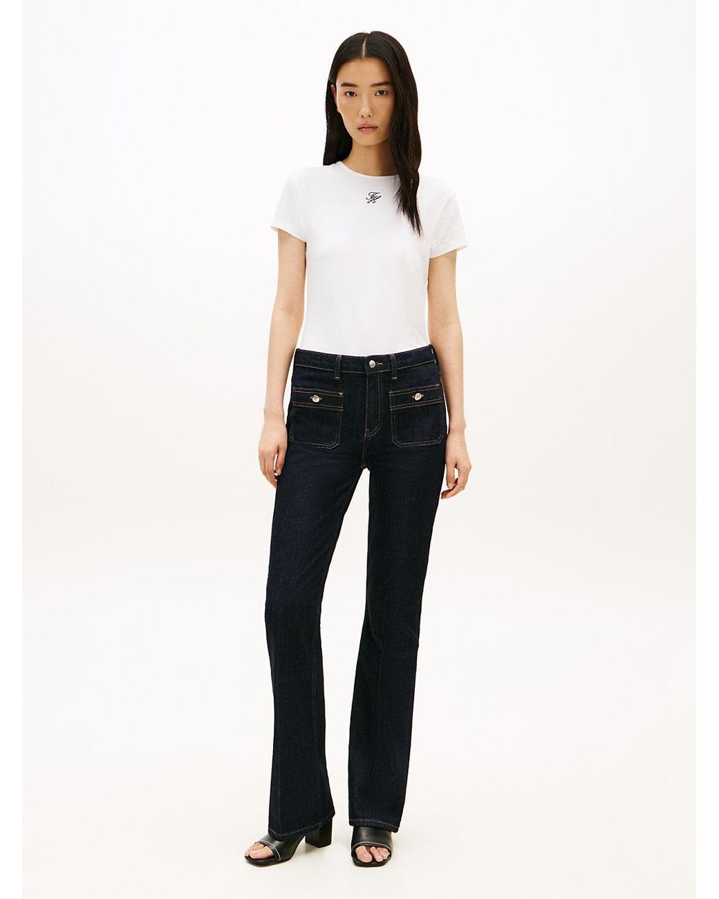 Tommy Hilfiger White Textured Logo Slim Jersey T-Shirt