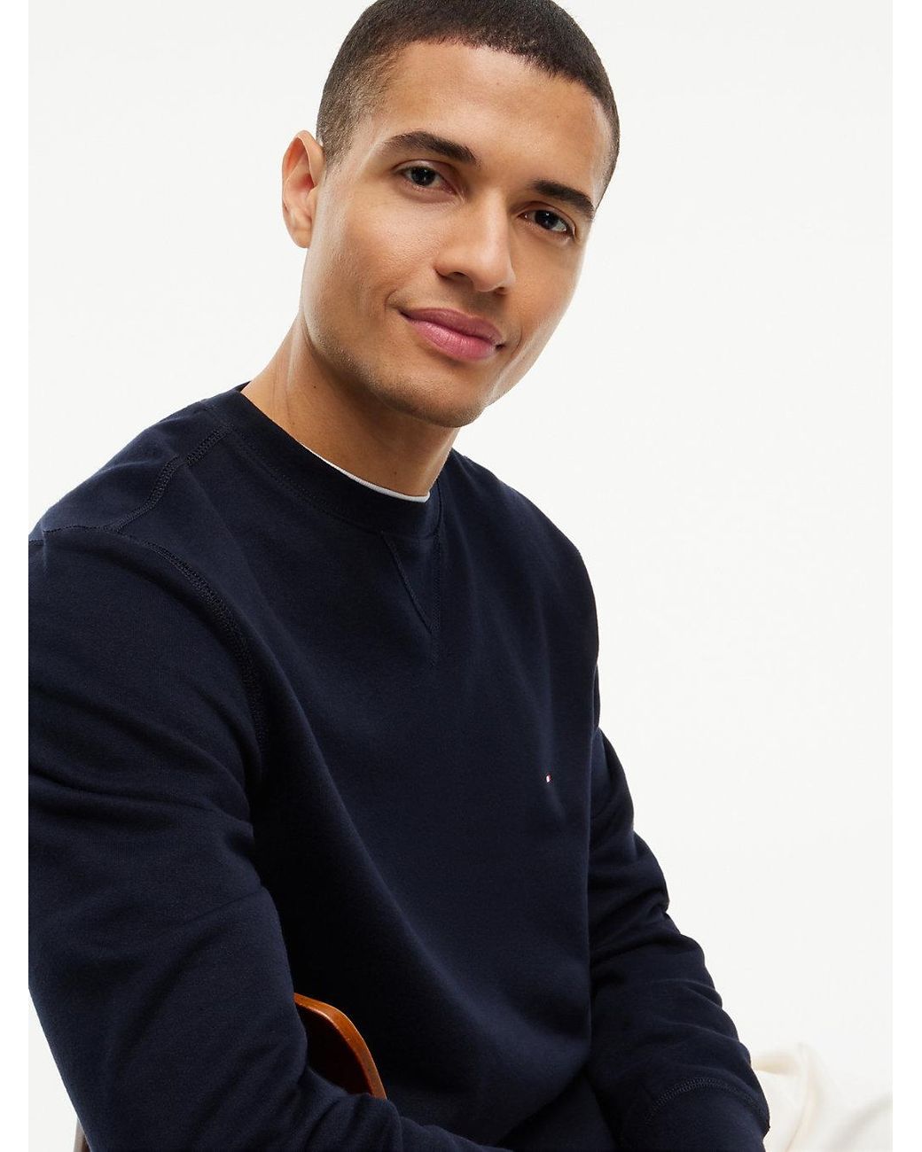 Tommy Hilfiger Blue Fleece Crew Neck Sweatshirt for men