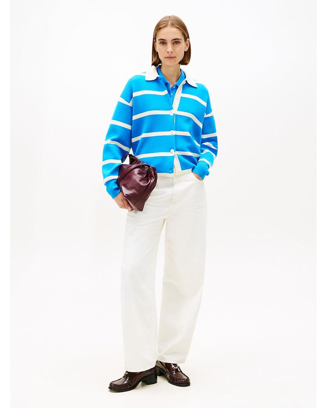 Tommy Hilfiger Blue Pure Wool Oversized Rugby Cardigan