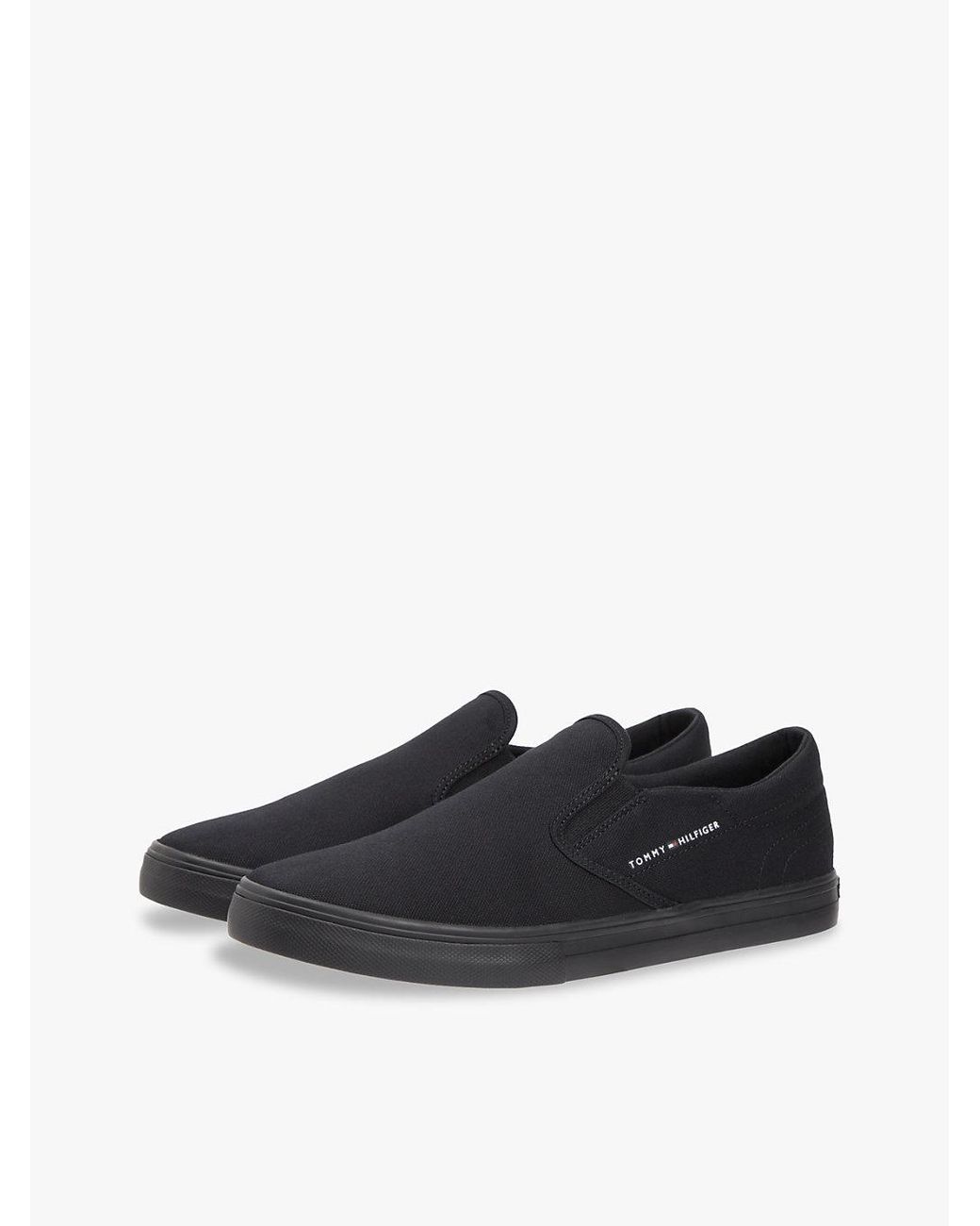 Tommy Hilfiger Black Canvas Slip-On Trainers for men