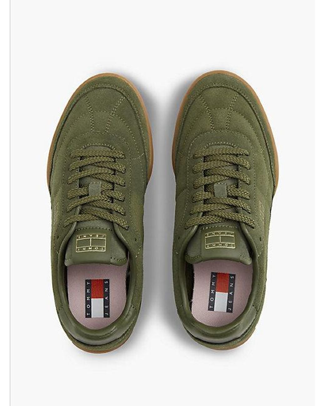 Tommy Hilfiger Green Suede Cleat Low Profile Trainers