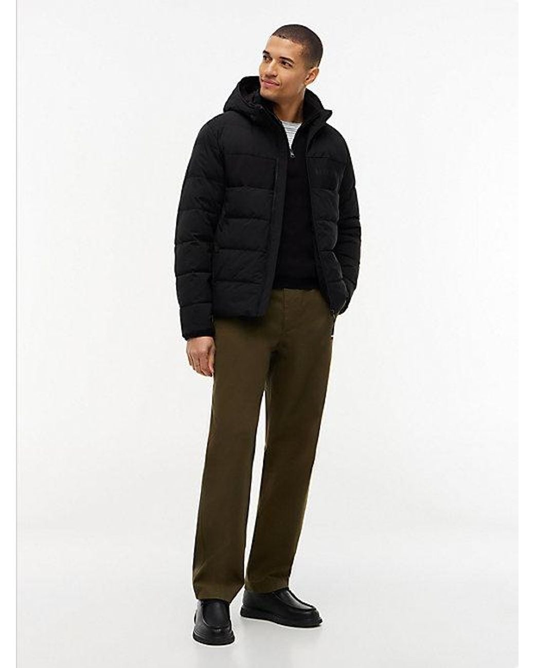 Tommy Hilfiger Black Detachable Hood Puffer Jacket for men