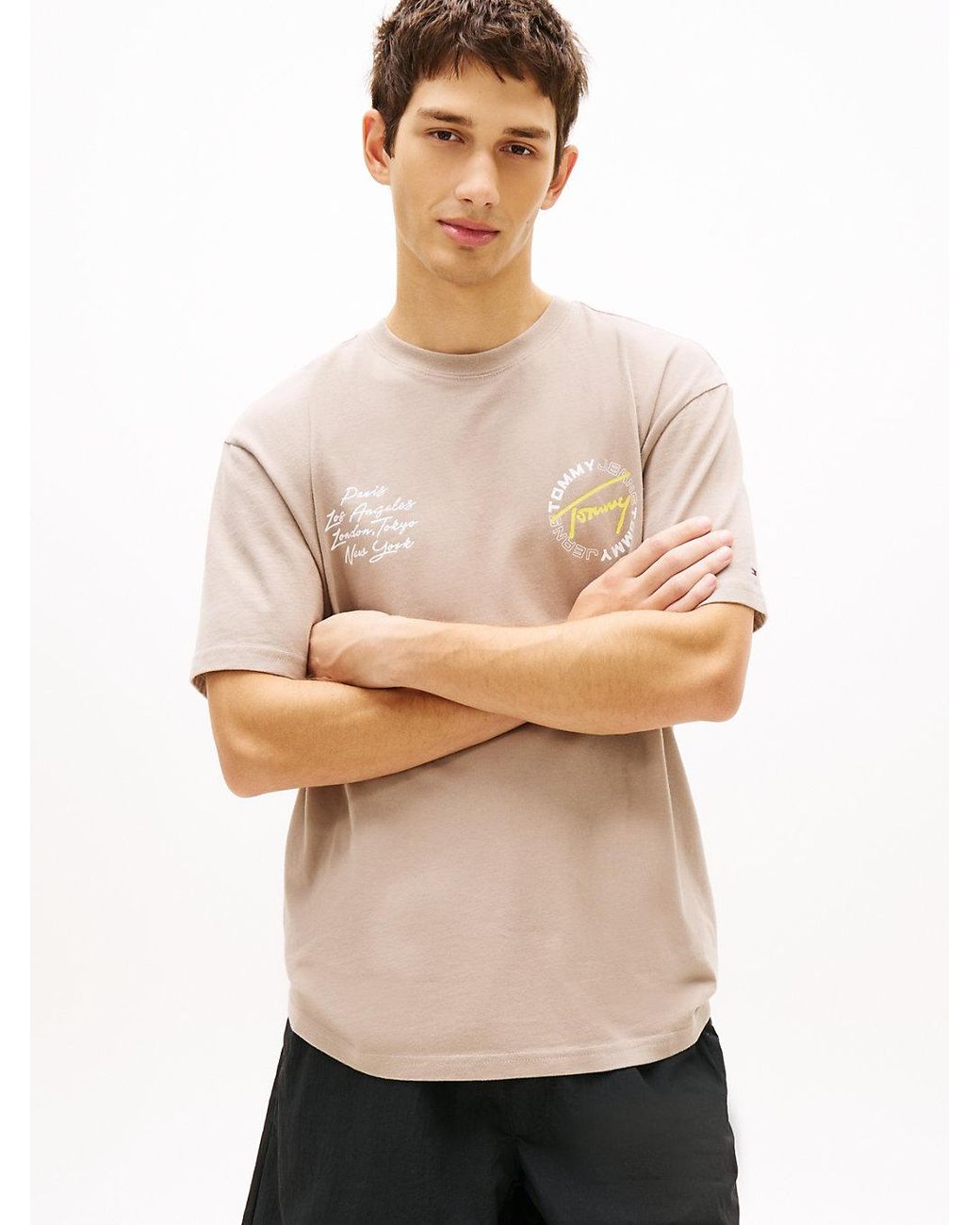 Tommy Hilfiger Natural Circular Back Logo Relaxed T-Shirt for men
