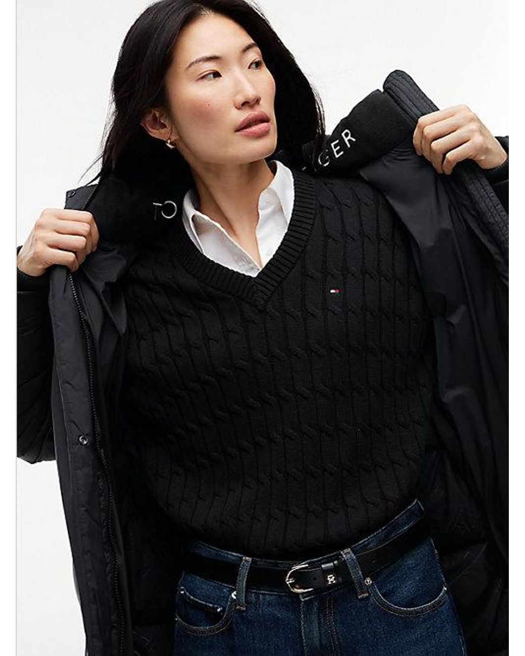 Tommy Hilfiger Blue Water Repellent Down Hooded Coat
