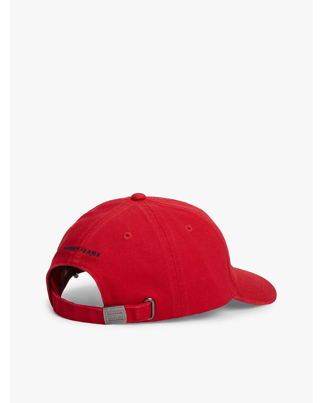 Tommy Hilfiger Red Wavy Logo Washed Twill Baseball Cap for men