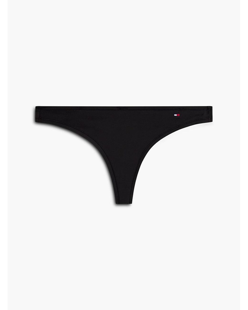 Tommy Hilfiger Black Essential Flag Embroidery Microfibre Thong