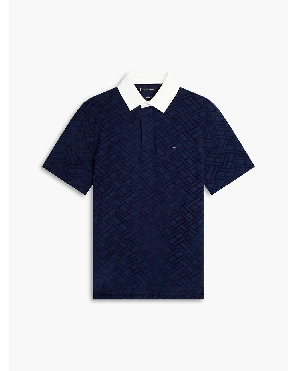 Tommy Hilfiger Blue Classic Fit Flag Jacquard Polo Shirt for men