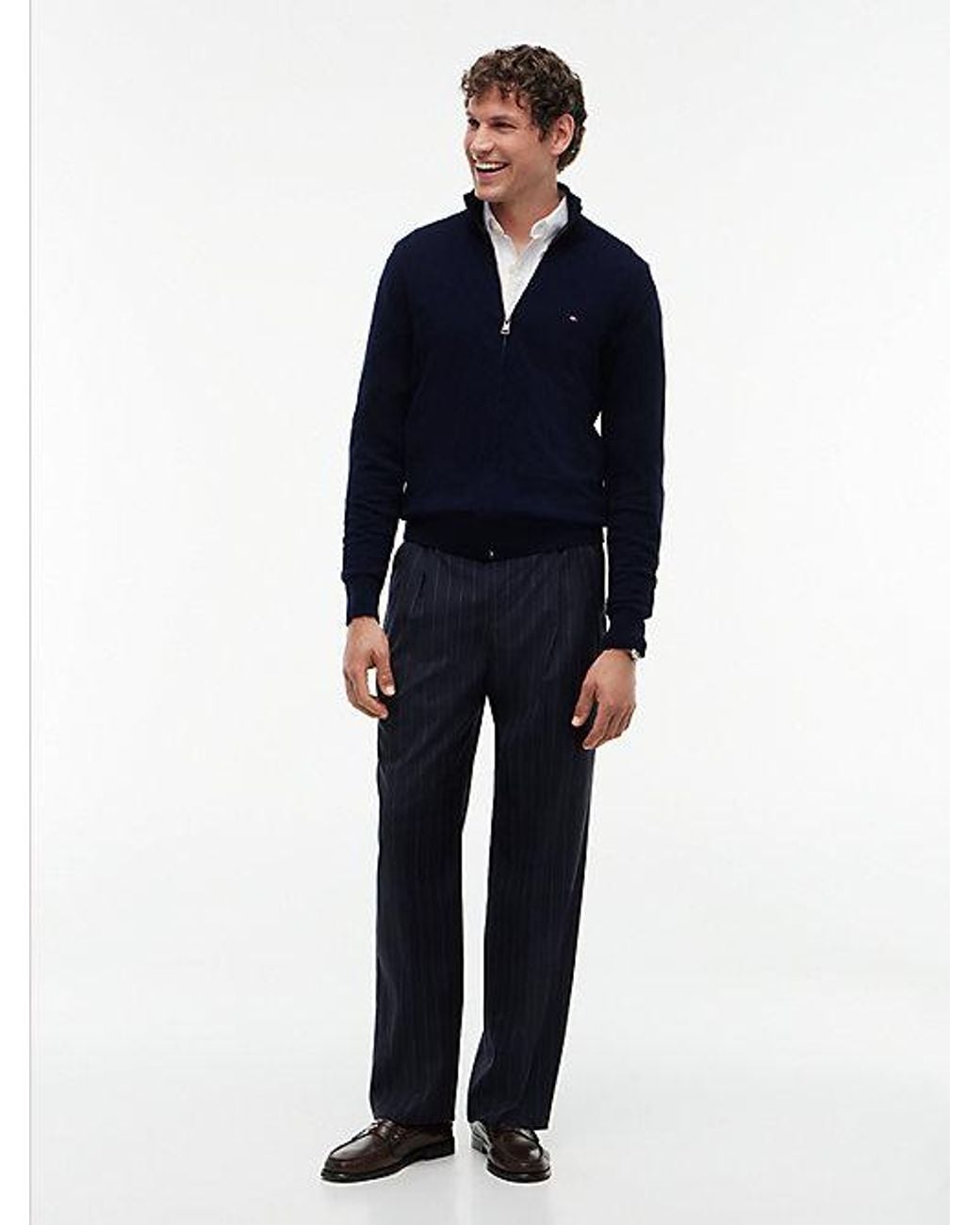Tommy Hilfiger Blue Zip Thru Jumper With Cashmere for men