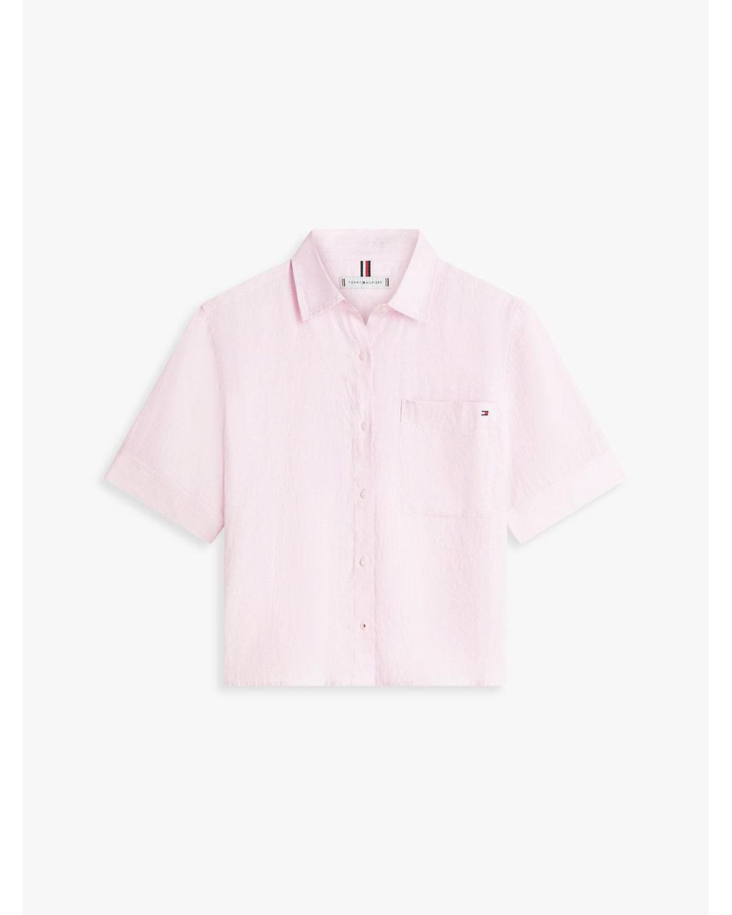 Tommy Hilfiger White Relaxed Fit Pure Linen Short Sleeve Shirt