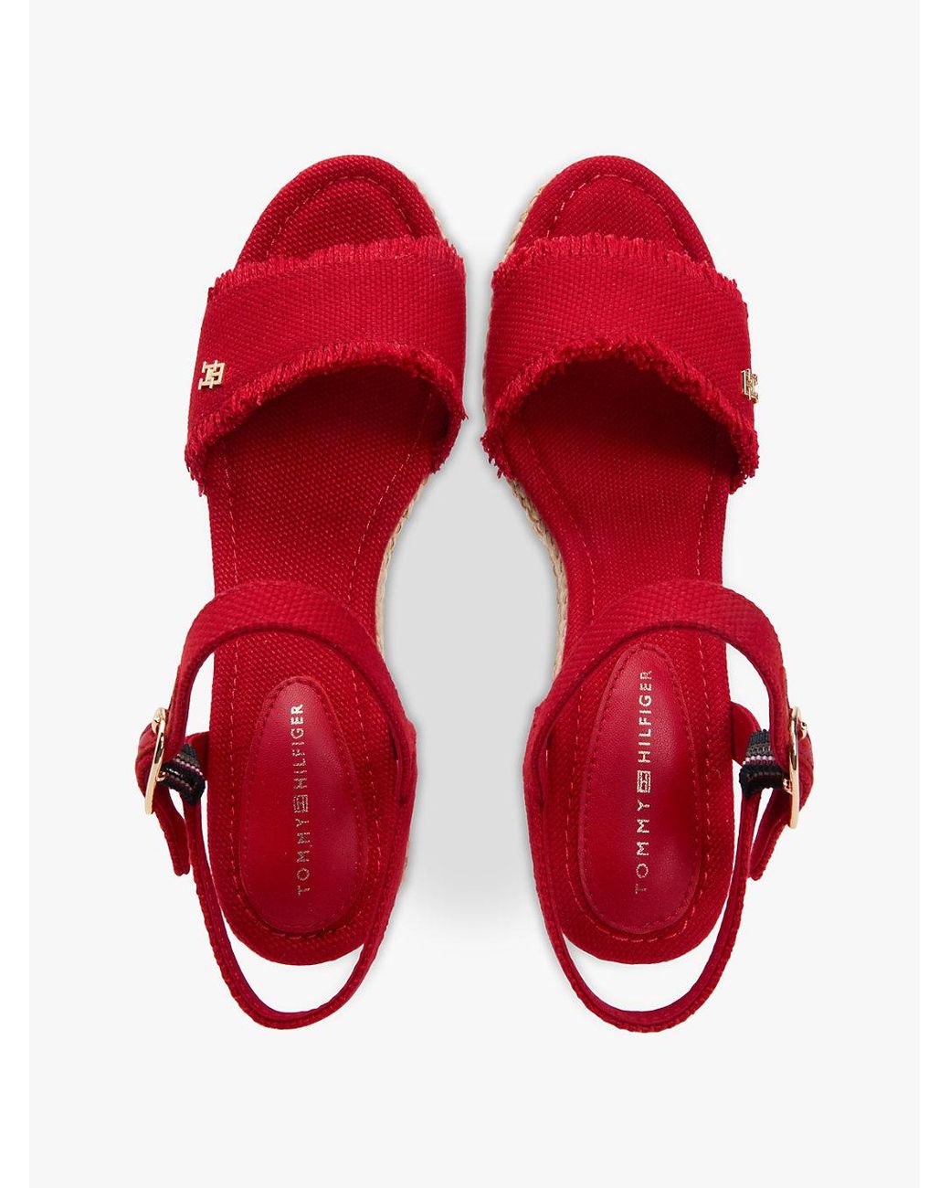Tommy Hilfiger Red Th Monogram Woven Wedge Espadrilles
