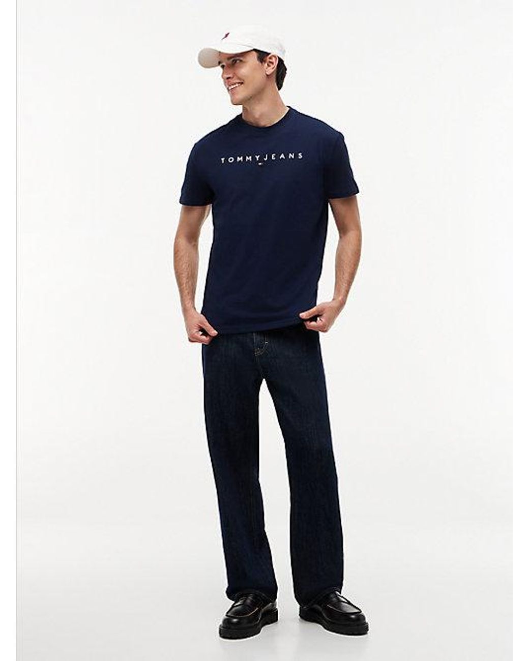 Tommy Hilfiger Blue Linear Logo Jersey T-shirt for men