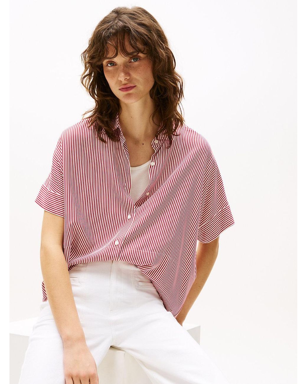 Chemise À Manches Courtes Et Drapeau Tommy Hilfiger en coloris Pink