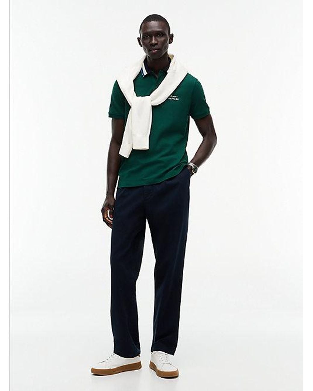 Tommy Hilfiger Green Regular Fit Tipped Collar Polo Shirt for men