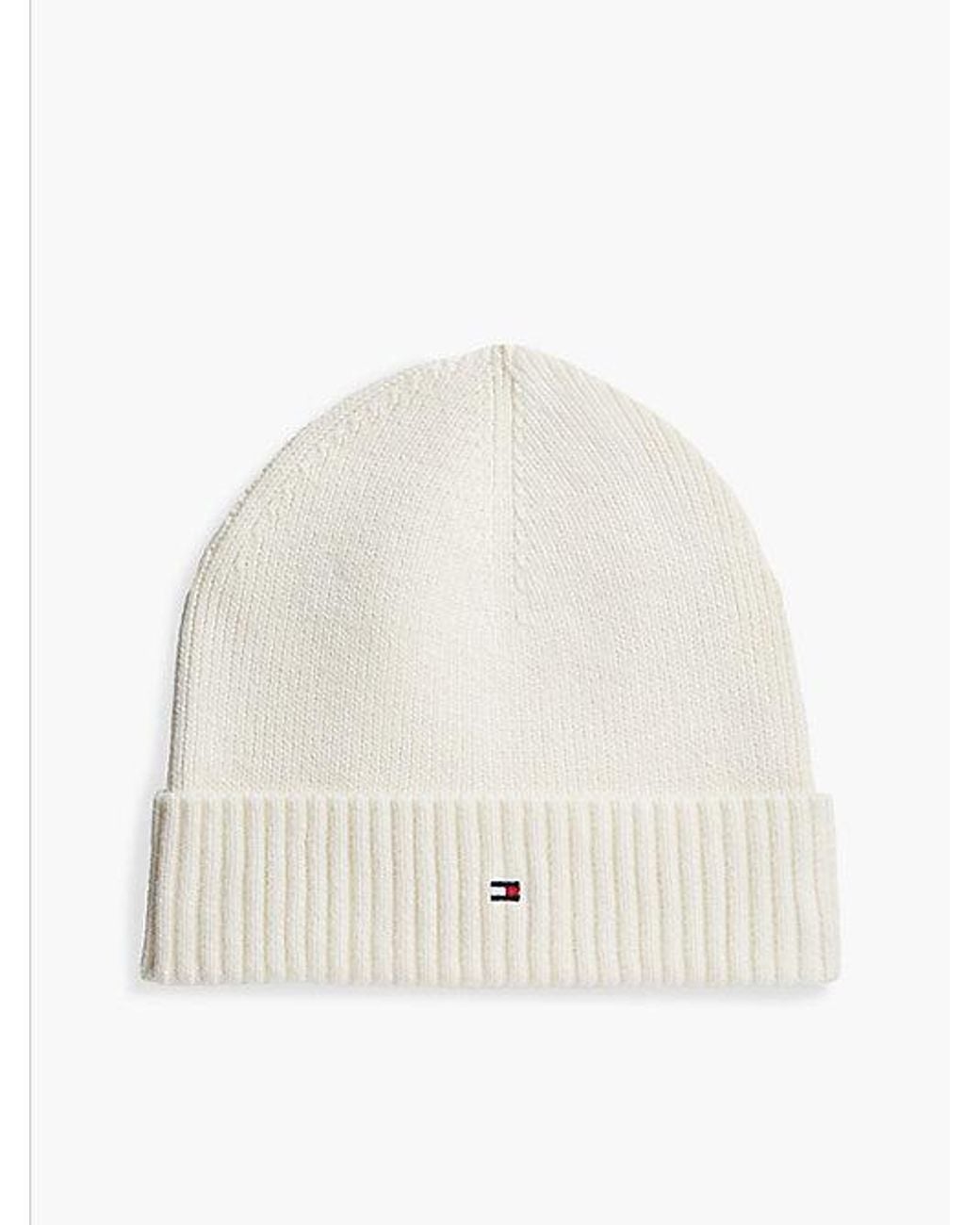 Tommy Hilfiger White Hilfiger Flag Embroidery Beanie With Cashmere for men