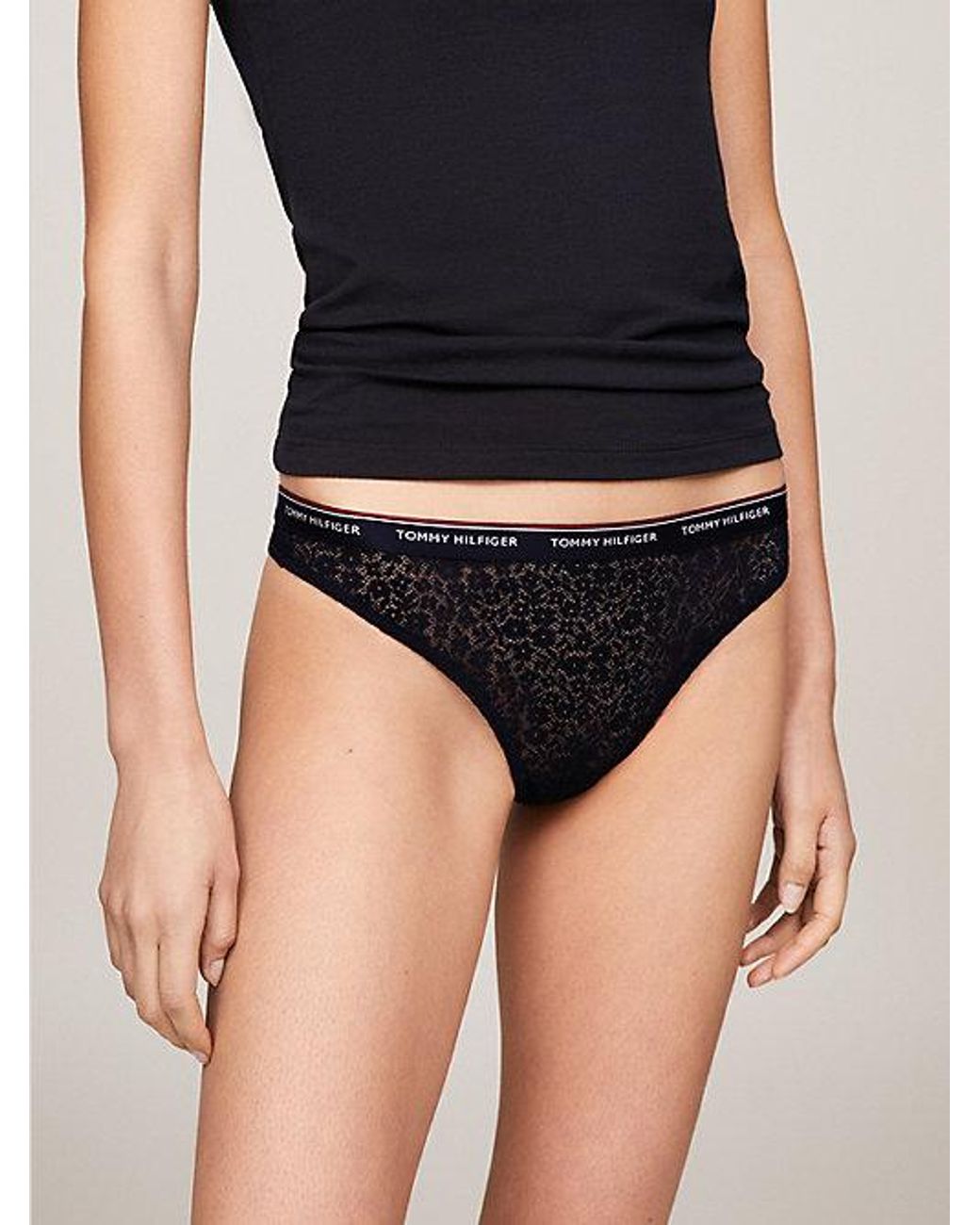 Tommy Hilfiger White 3 Pack Premium Essential Floral Lace Thongs