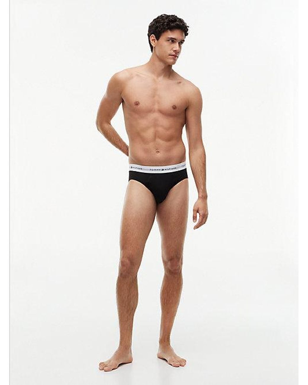 Tommy Hilfiger Black 5 Pack Signature Repeat Logo Waistband Briefs for men