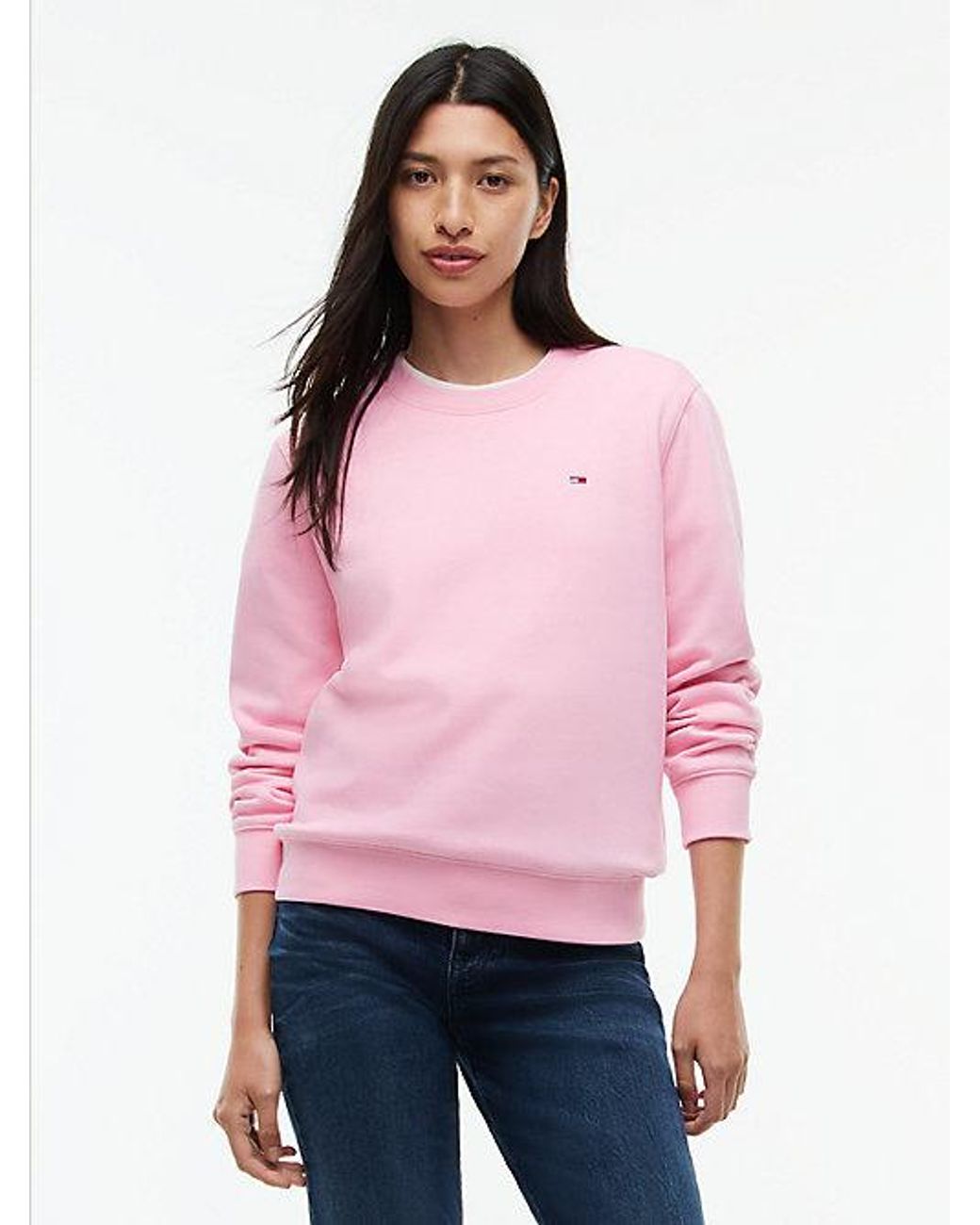 Tommy Hilfiger Pink Tommy Jeans Flag Embroidery Brushed Fleece Sweatshirt