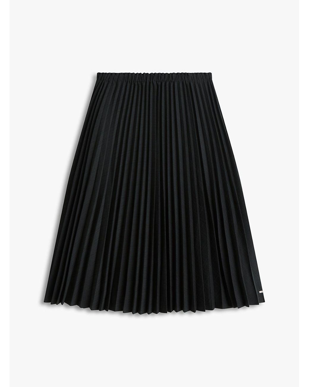 Tommy Hilfiger Red Pleated Check Wool Blend Midi Skirt