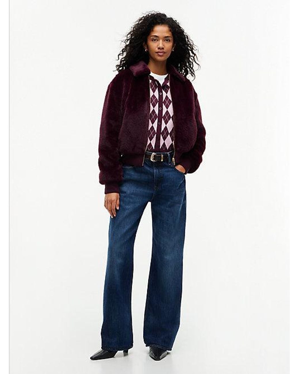 Tommy Hilfiger Red Tommy Jeans Faux Fur Relaxed Zip Thru Jacket