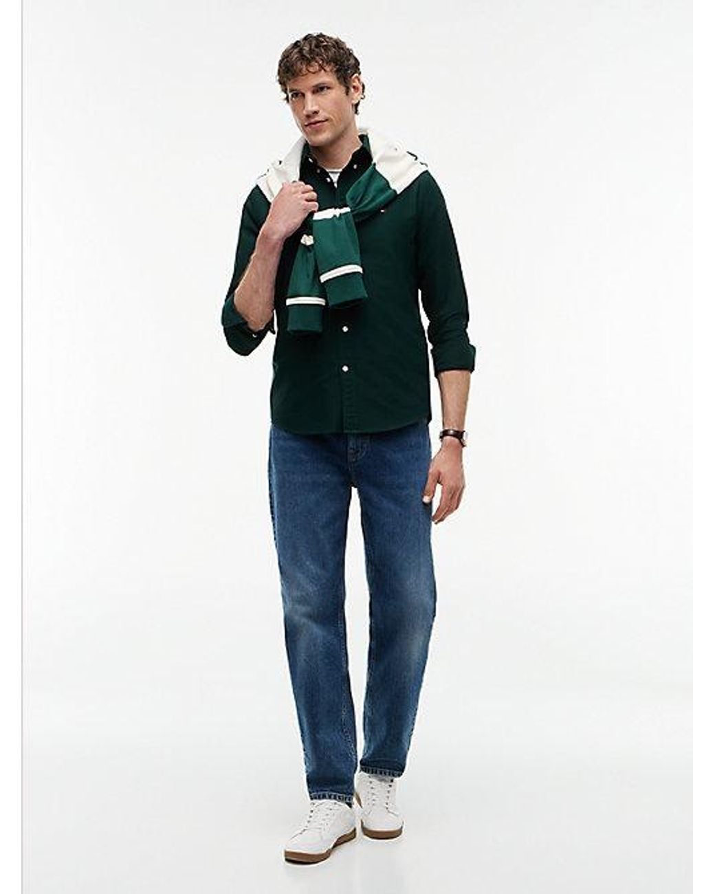Tommy Hilfiger Green Regular Fit Flag Embroidery Oxford Shirt for men