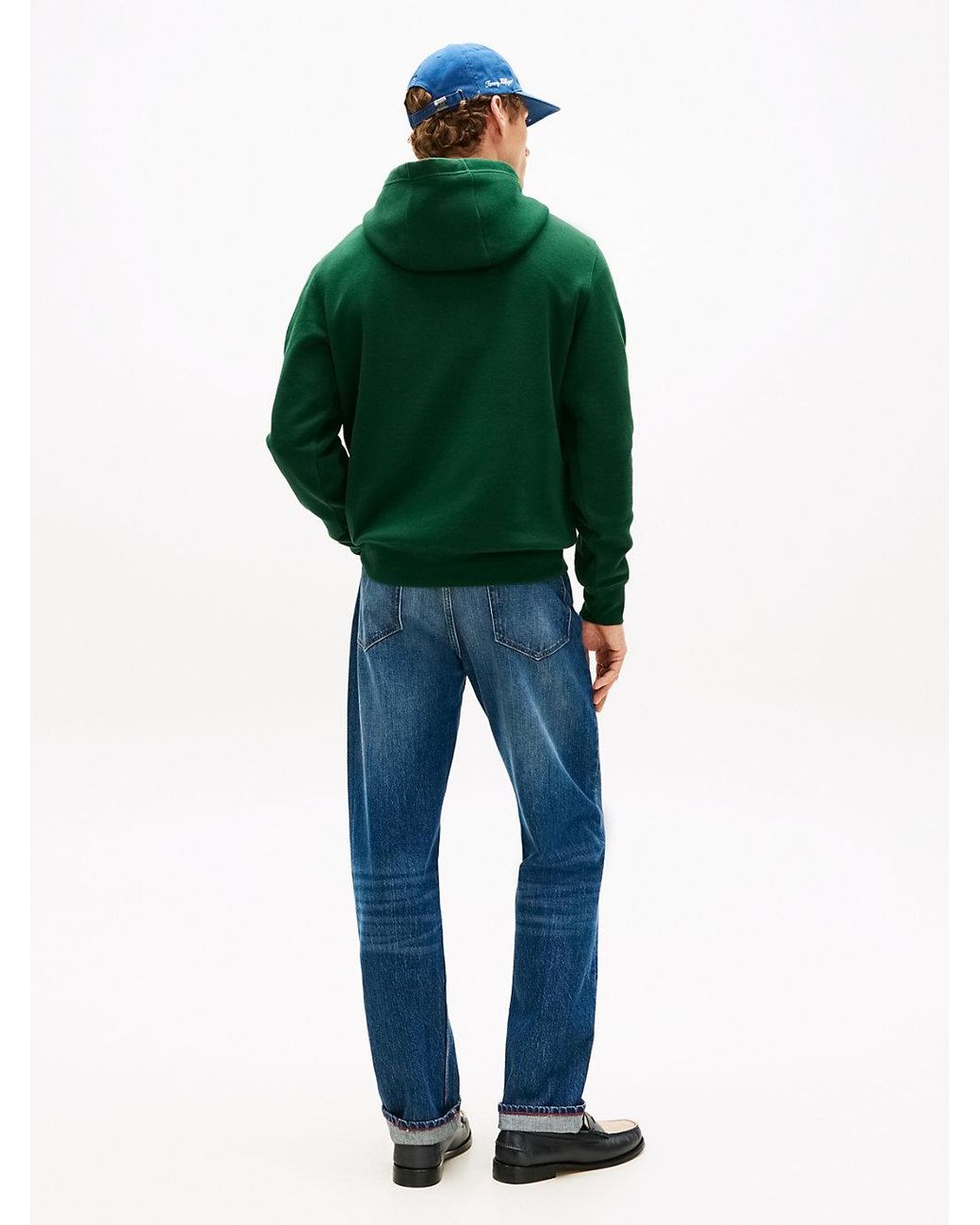 Tommy Hilfiger Green Logo Terry Drawstring Hoody for men