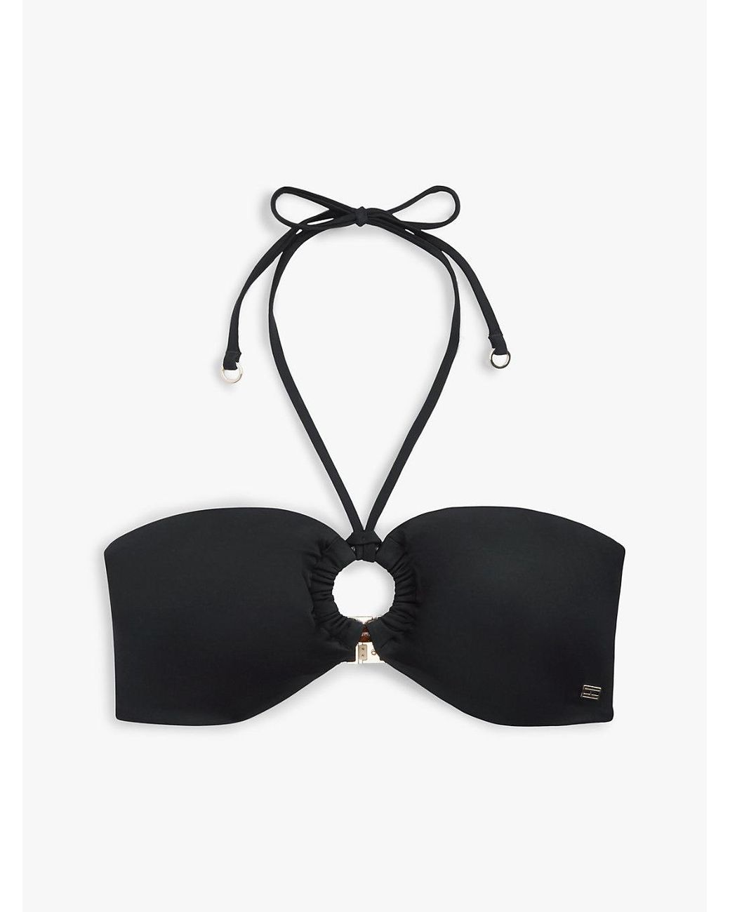 Tommy Hilfiger Black Halterneck Ring Bandeau Bikini Top