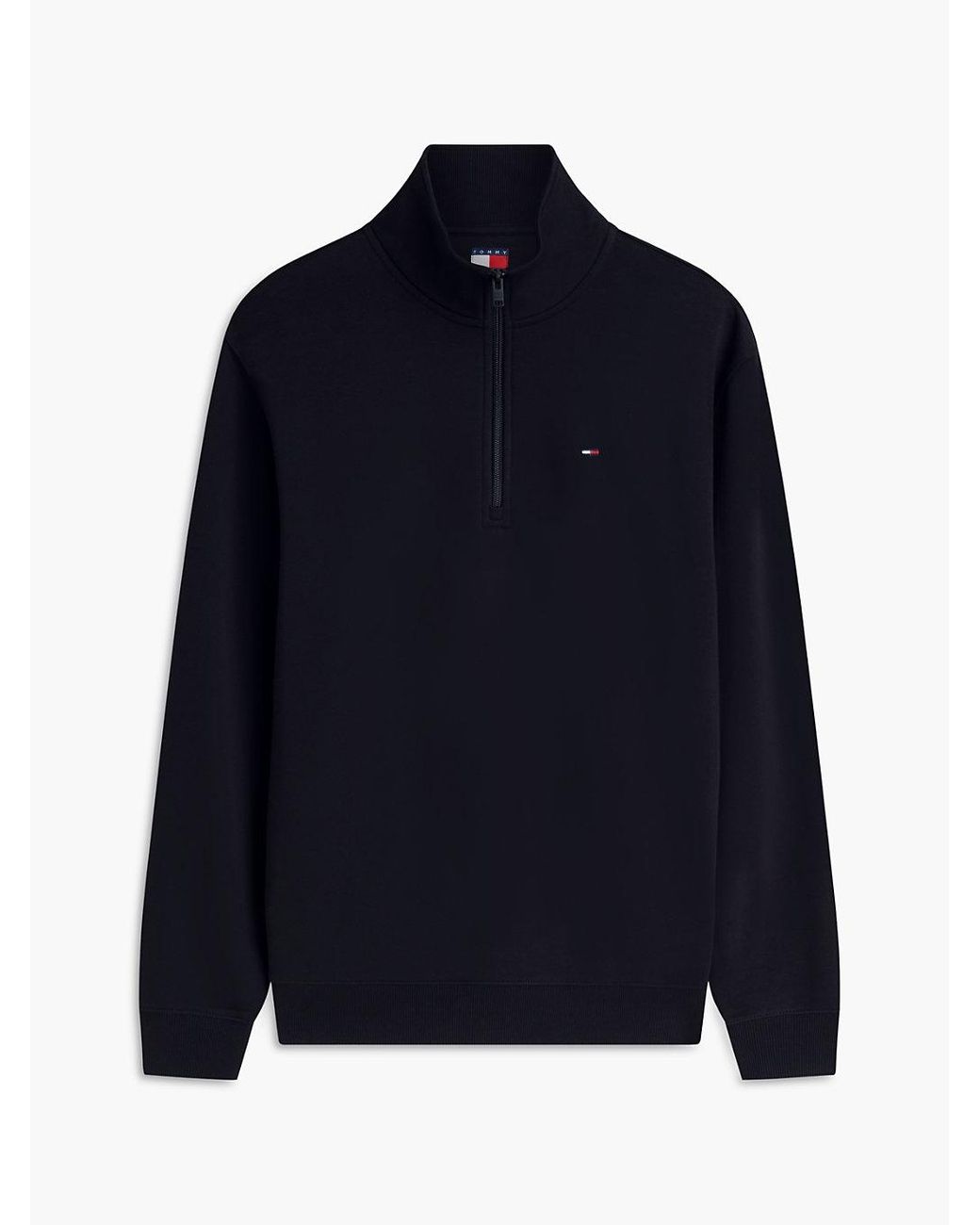 Tommy Hilfiger Black Tommy Flag Quarter-Zip Sweatshirt for men