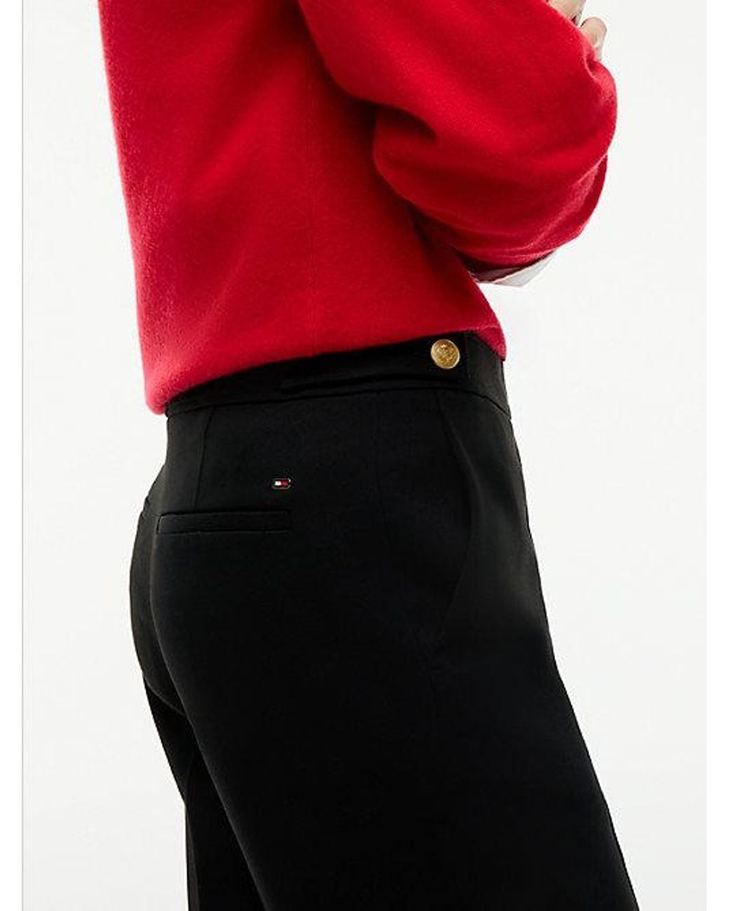 Tommy Hilfiger Black Tone Button Slim Bootcut Trousers