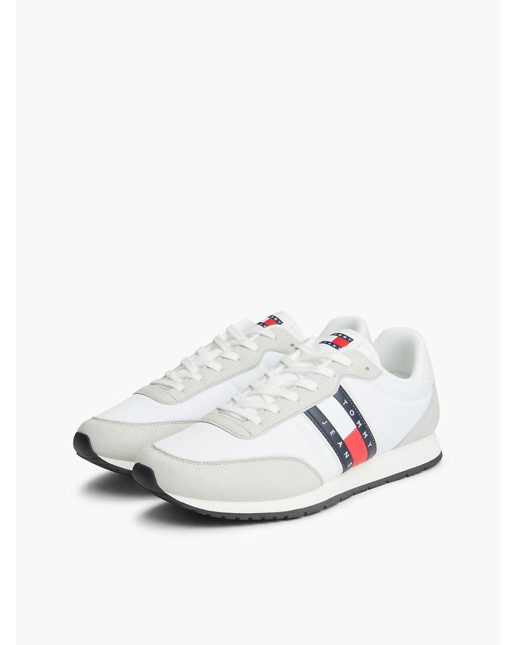 Tommy Hilfiger White Logo Mixed Texture Trainers for men