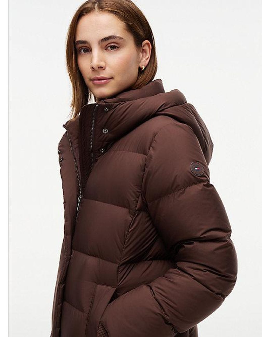 Tommy Hilfiger Multicolor Water Repellent Down Hooded Longline Coat