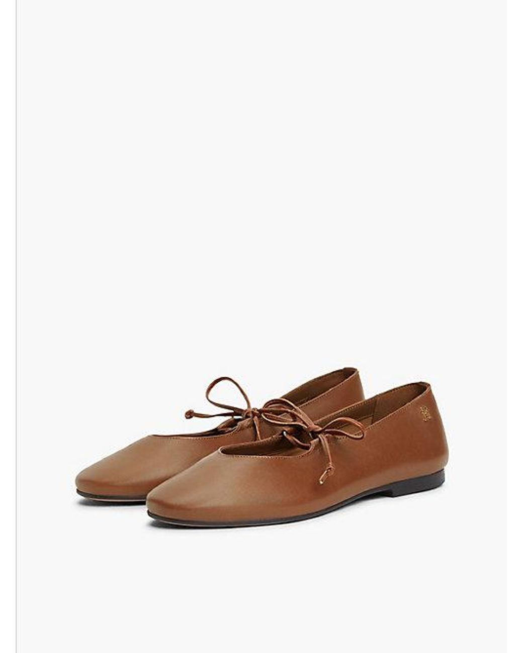Tommy Hilfiger White Th Monogram Leather Lace Up Ballerinas