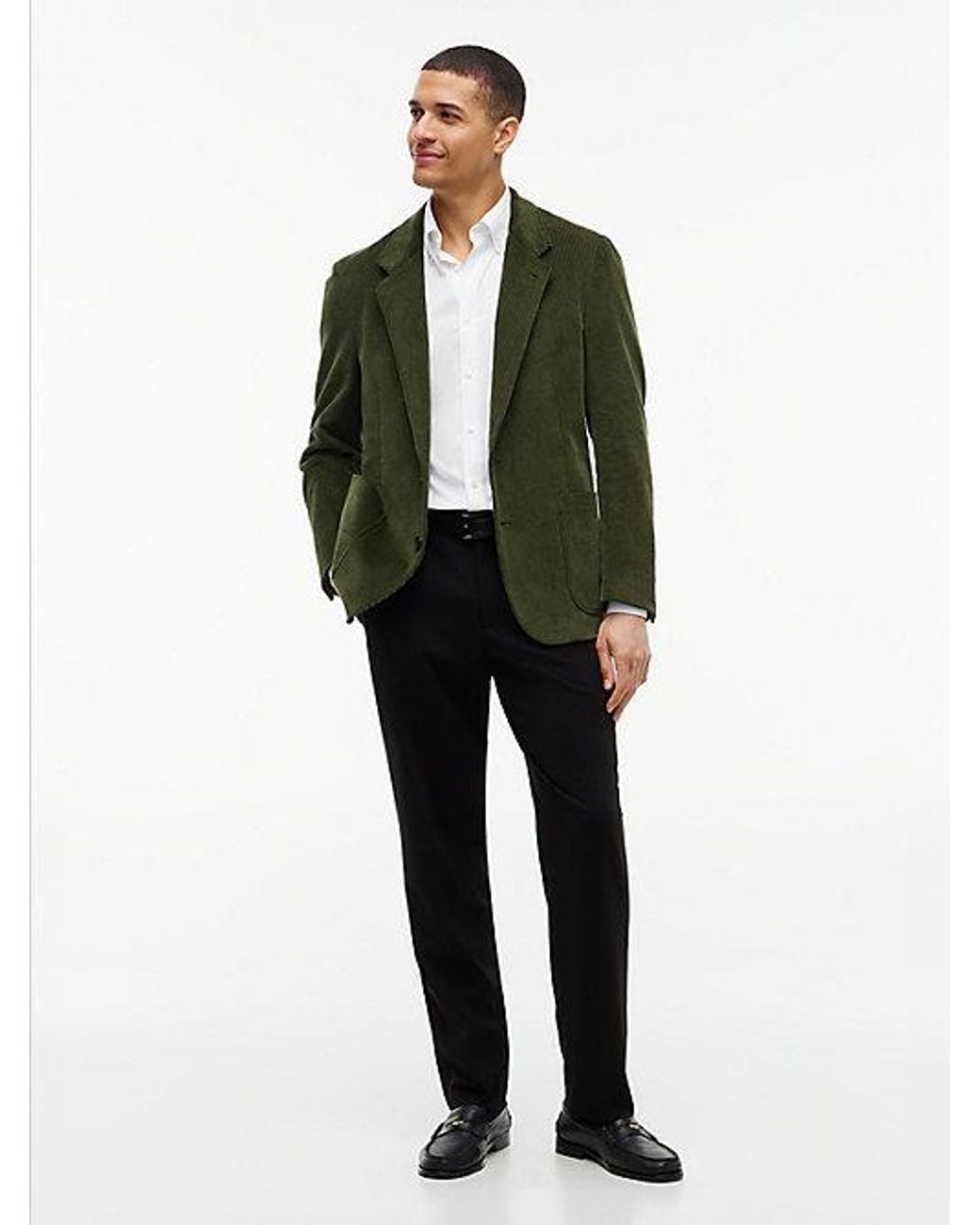 Tommy Hilfiger Green Corduroy Regular Fit Single Breasted Blazer for men