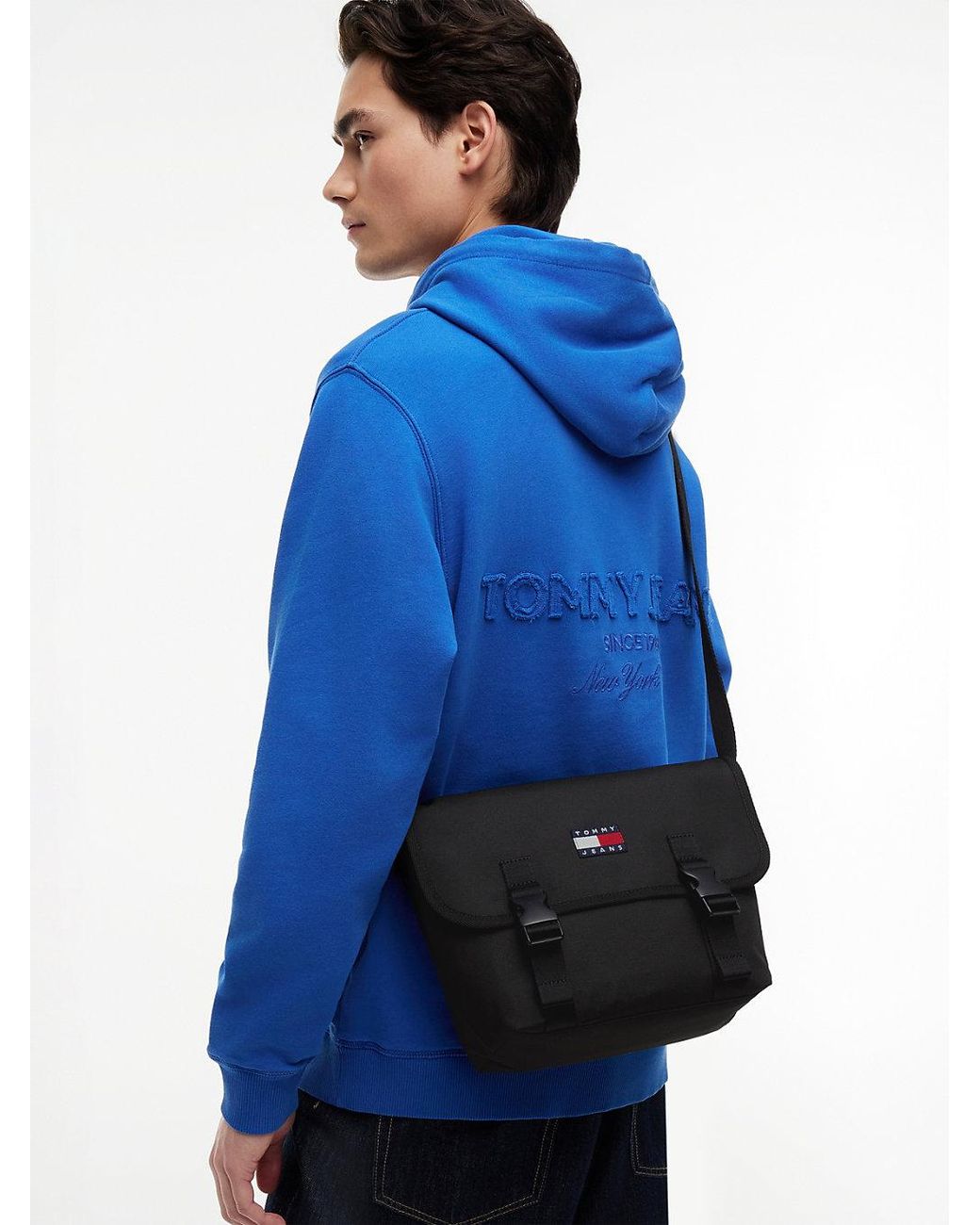 Tommy Hilfiger Black Essential Logo Crossbody Messenger Bag for men