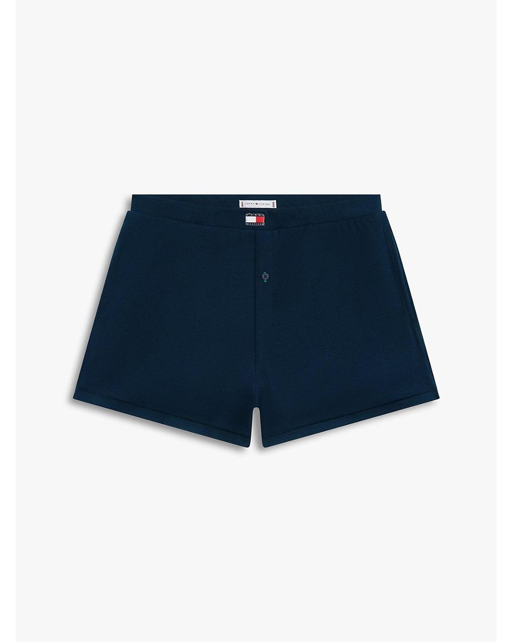 Tommy Hilfiger Blue Heritage Logo Patch Ribbed Lounge Shorts