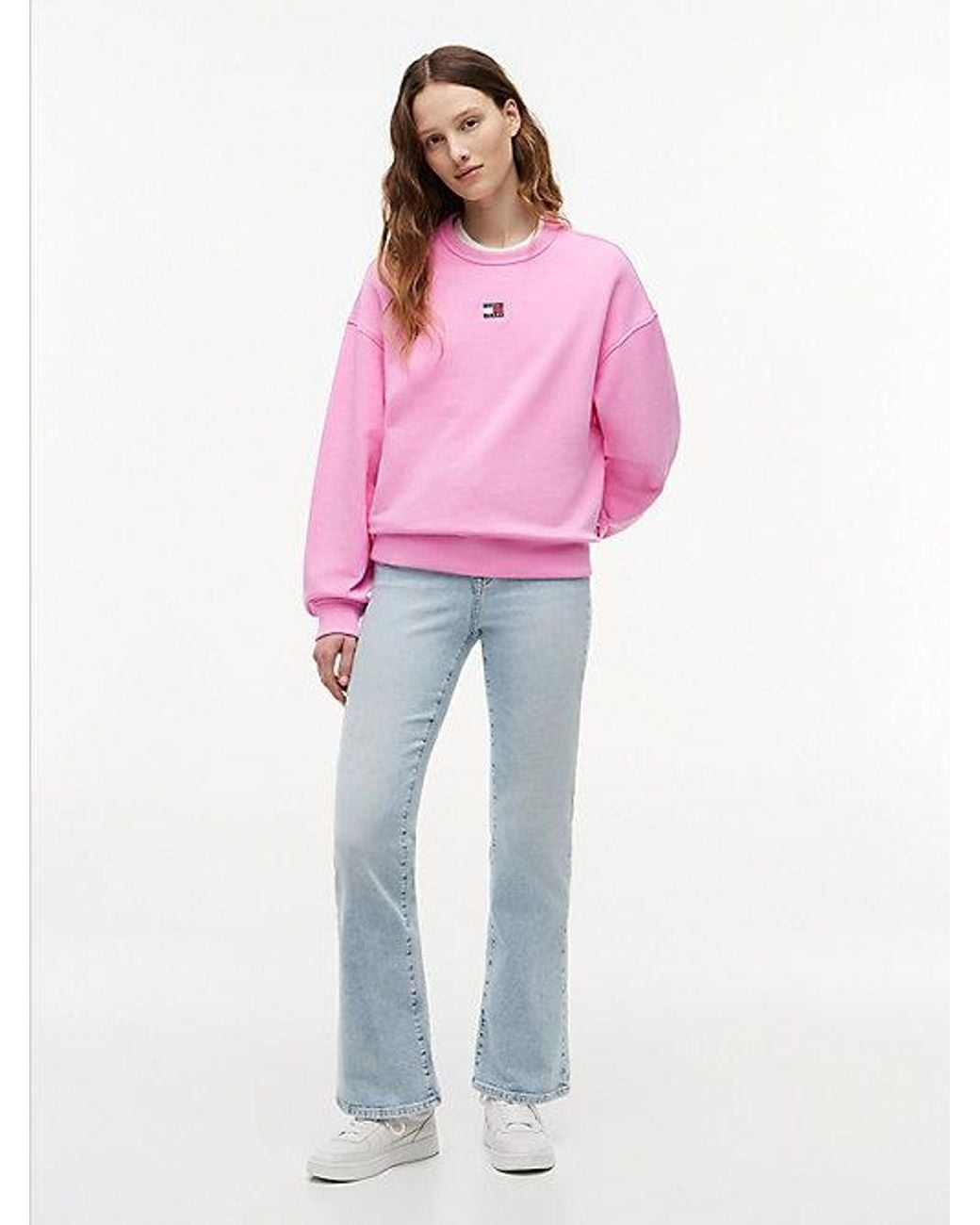 Tommy Hilfiger Pink Tommy Badge Boxy Fleece Sweatshirt