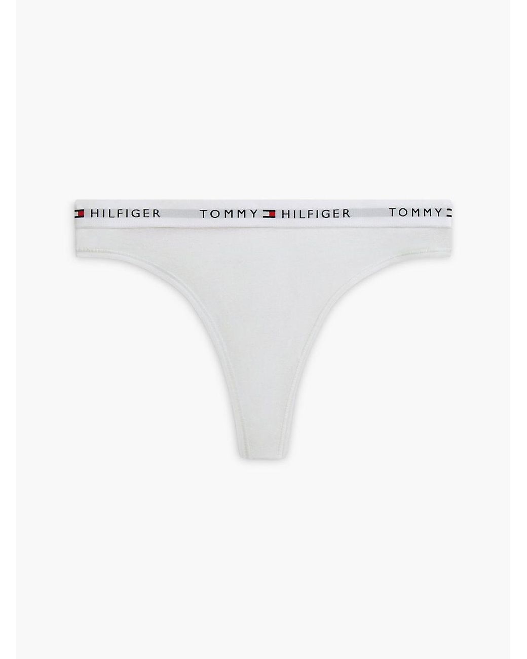 Tommy Hilfiger White Repeat Logo Waistband Thong