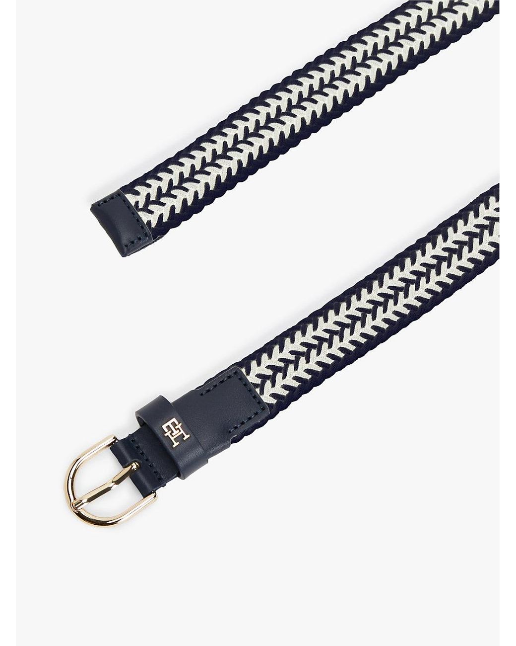 Tommy Hilfiger Blue Essential Th Monogram Braided Elastic Belt