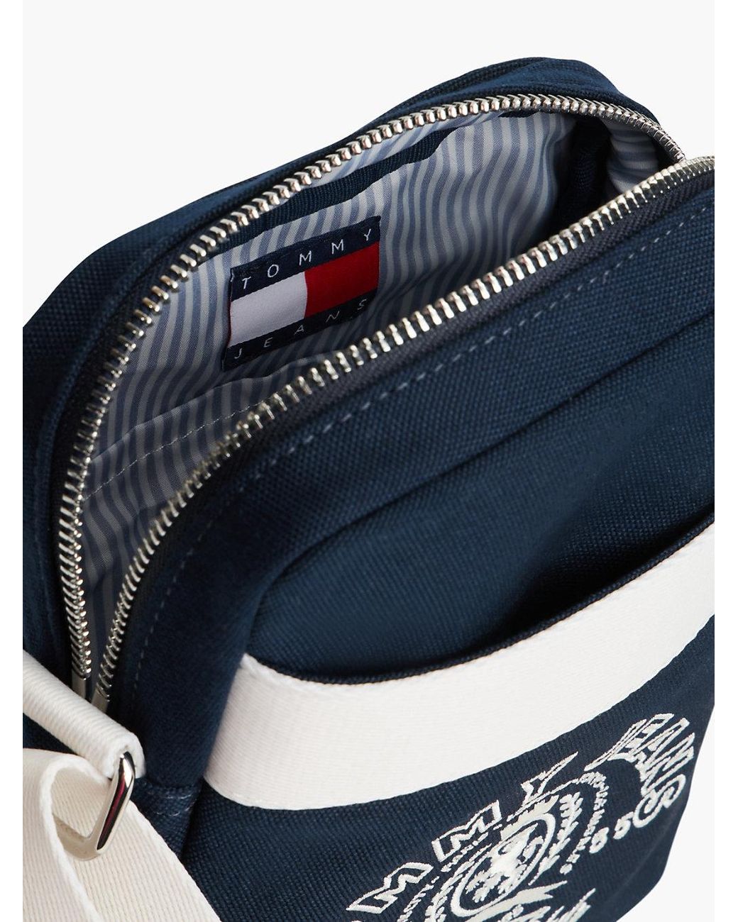 Tommy Hilfiger Blue Logo Embroidery Crossbody Reporter Bag for men