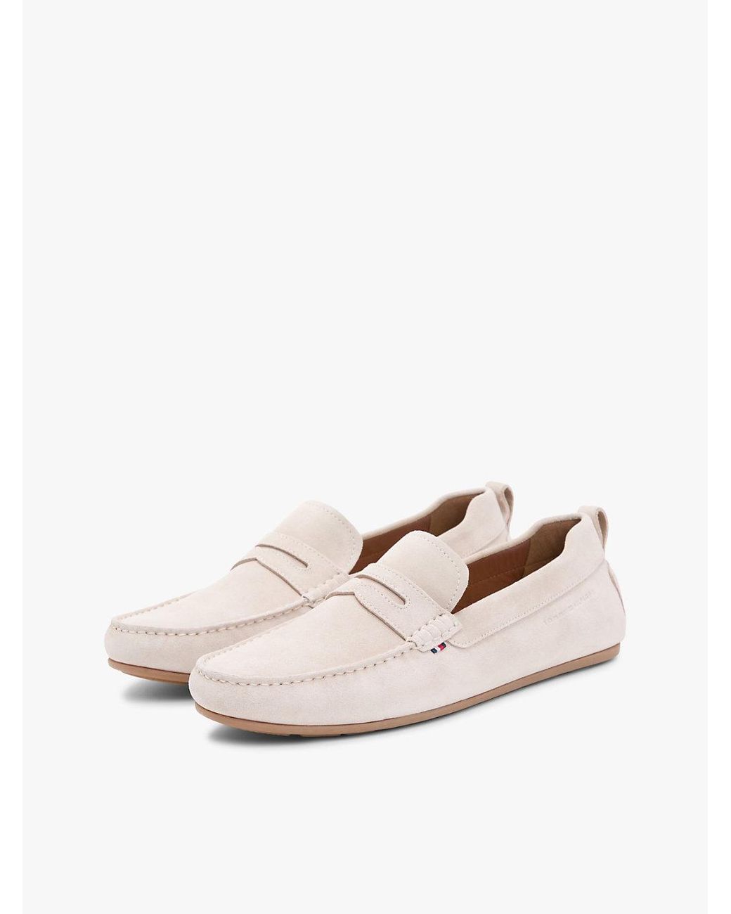 Tommy Hilfiger White Suede Cleat Driver Shoes for men